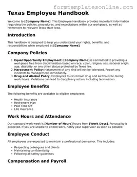 Valid  Employee Handbook Form for Texas