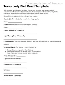 Valid  Lady Bird Deed Form for Texas