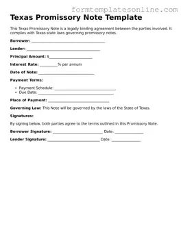 Valid  Promissory Note Form for Texas