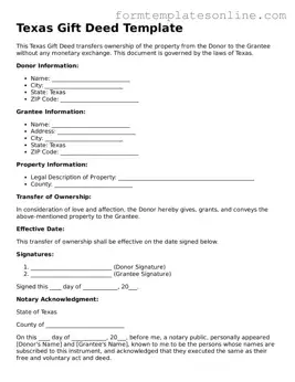 Valid  Gift Deed Form for Texas