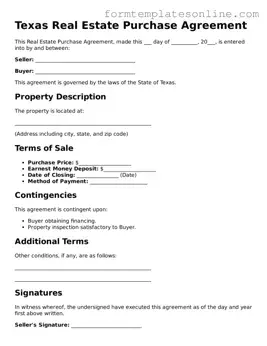 Valid  Real Estate Purchase Agreement Form for Texas