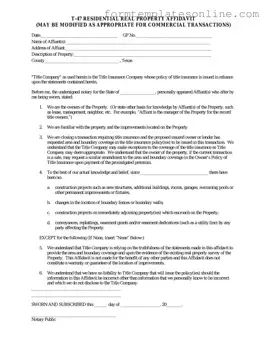 Texas residential property affidavit T-47 PDF Form