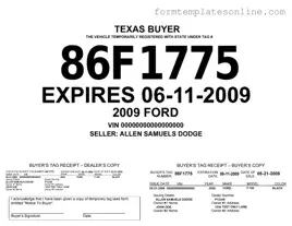 Texas Temporary Tag PDF Form