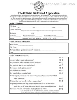 Girlfriend Application PDF Form