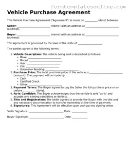 Attorney-Approved Vehicle Purchase Agreement Template