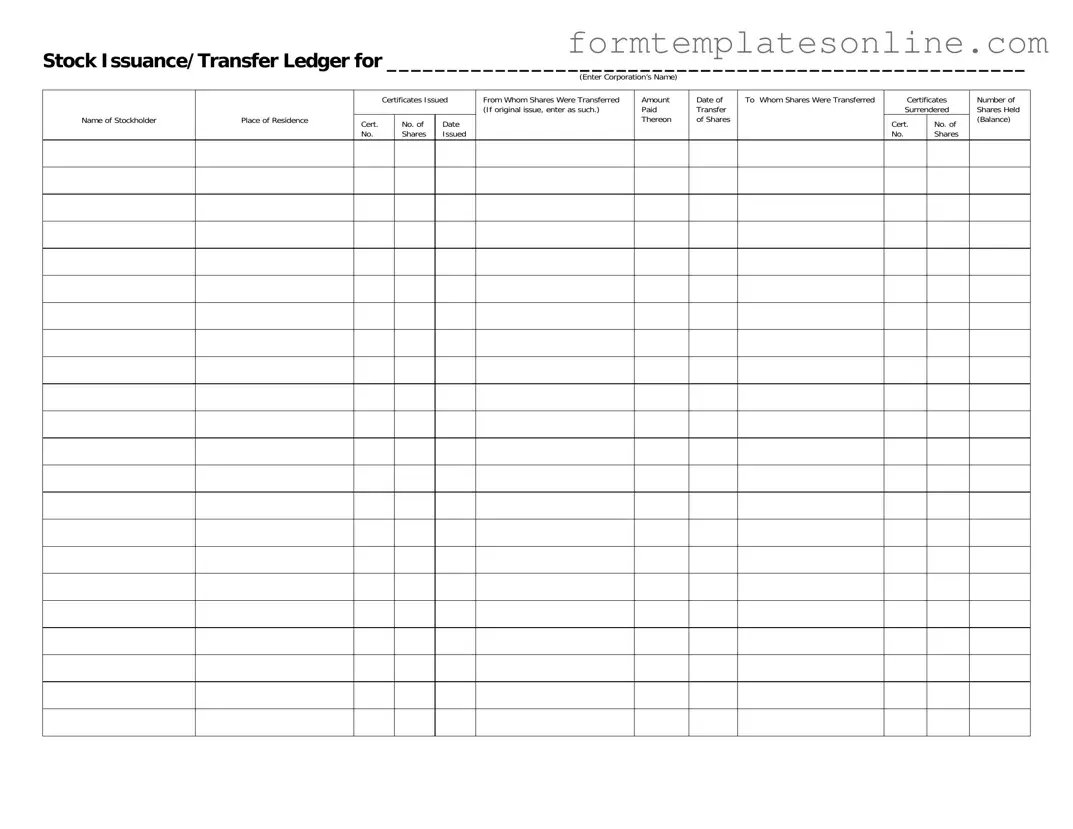 Stock Transfer Ledger PDF Form