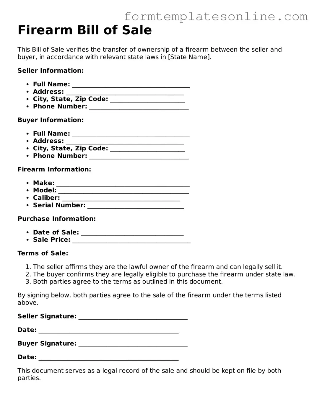 Attorney-Approved Firearm Bill of Sale Template