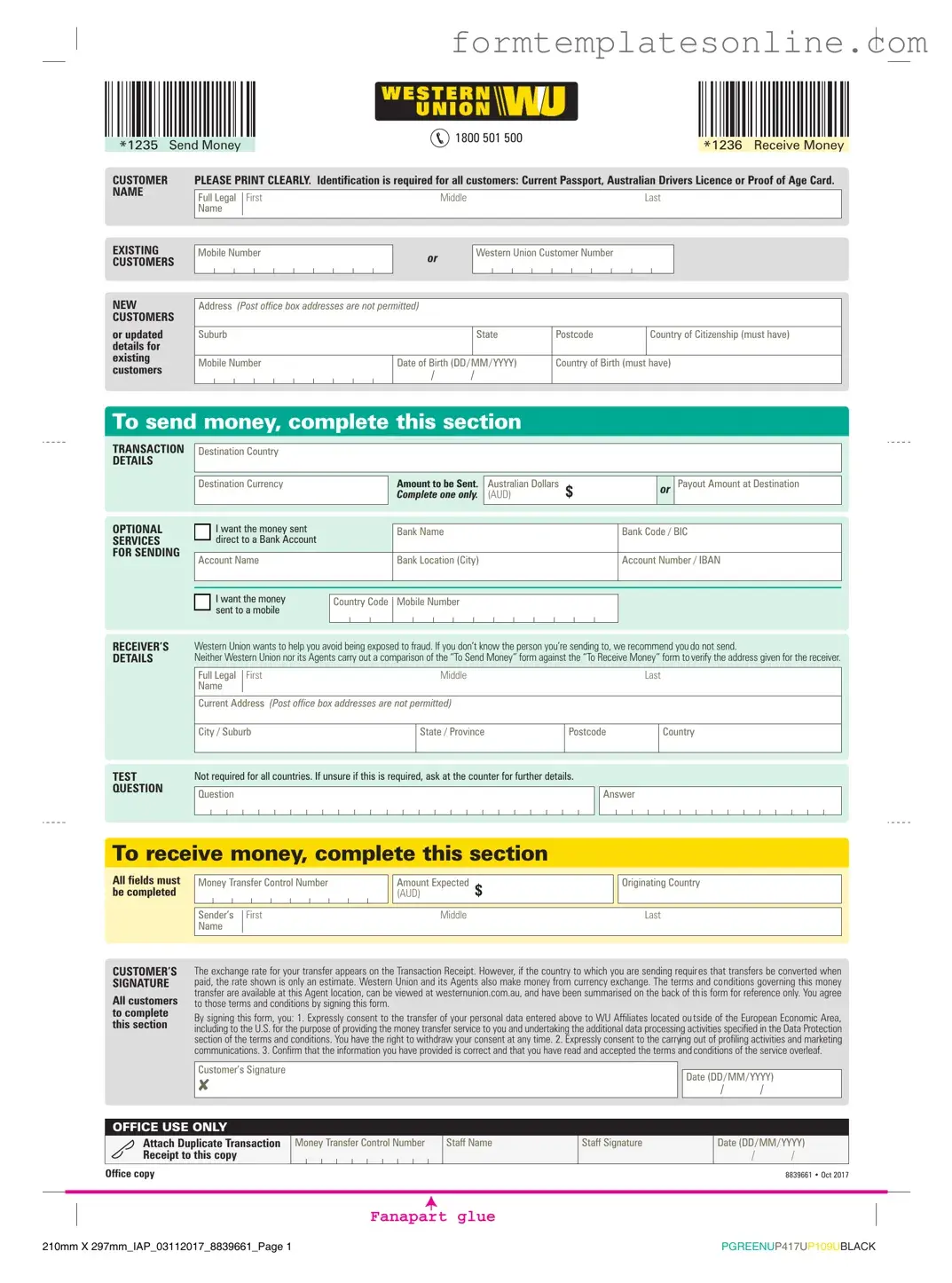 Western Union PDF Form